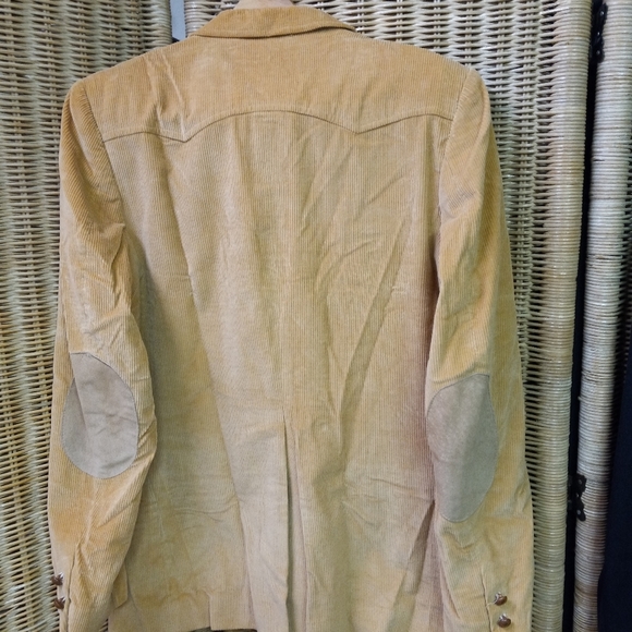 BARRAGE Western Sports Coat/ Blazer Corduroy Beige Padded Elbows 44R - Picture 2 of 9